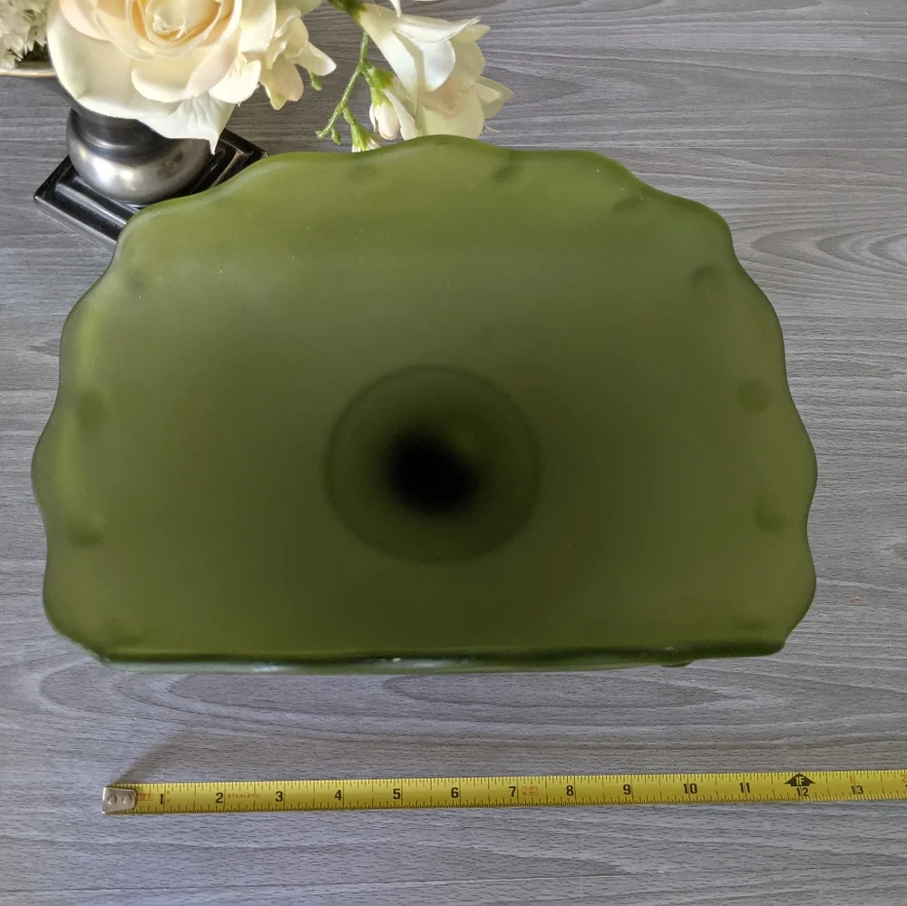 Vintage Indiana Green Frosted Glass Banana Stand